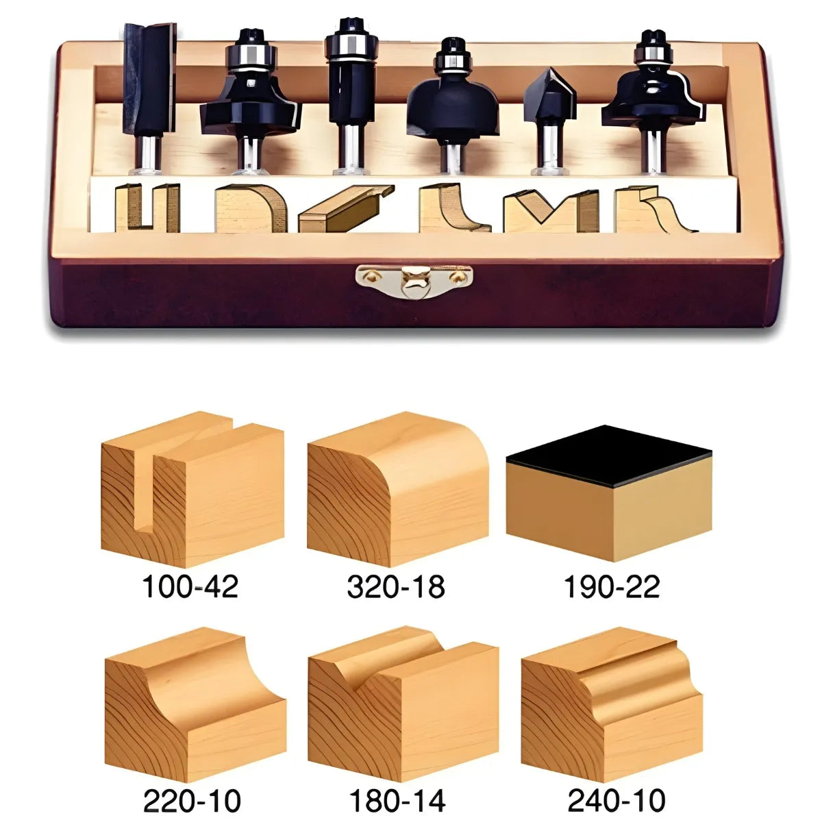 Juego de Fresas Multiuso 6 Piezas Vástago 1/4" Timberline TRS-240