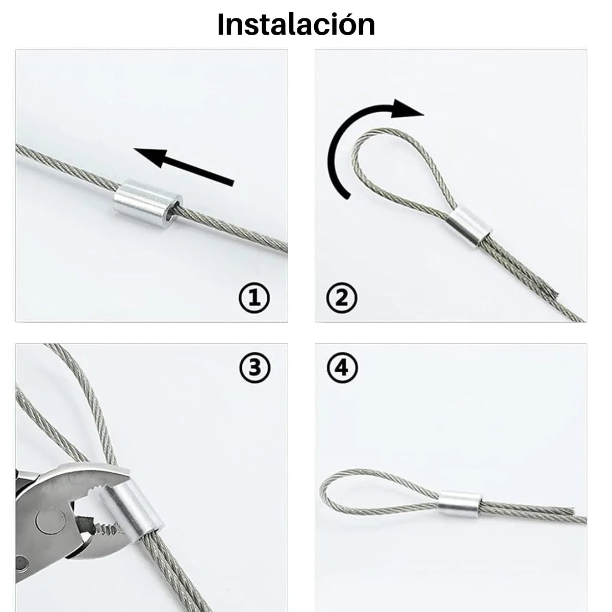 Abrazadera Casquillo Aluminio para Cable de Acero 12 Unidades (foto 2)