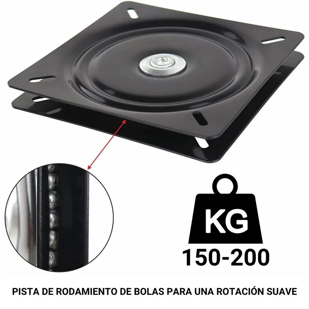 Base Giratoria Cuadrada Negra de Acero 5" - 127 x 127 mm (foto 3)