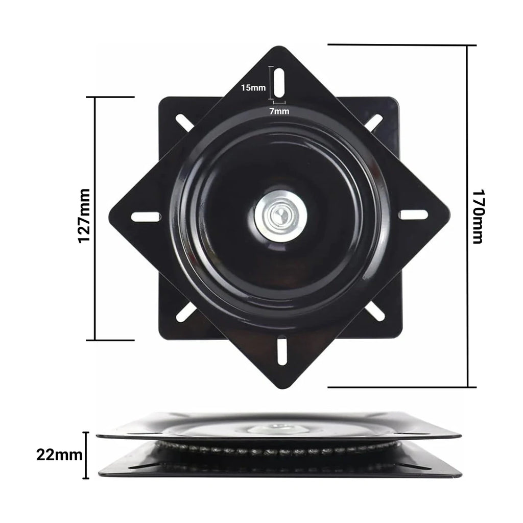 Base Giratoria Cuadrada Negra de Acero 5" - 127 x 127 mm (foto 7)