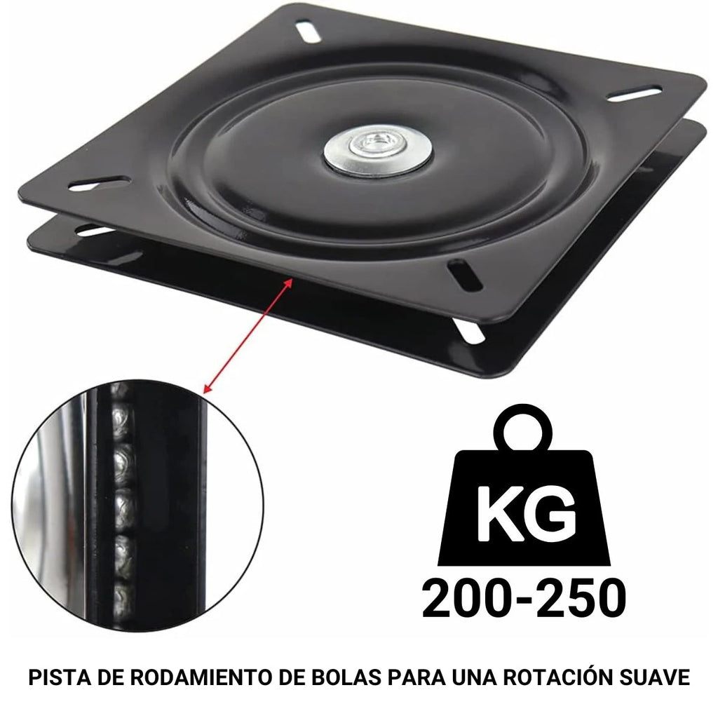 Base Giratoria Cuadrada Negra de Acero 12" - 305 x 305 mm (foto 5)