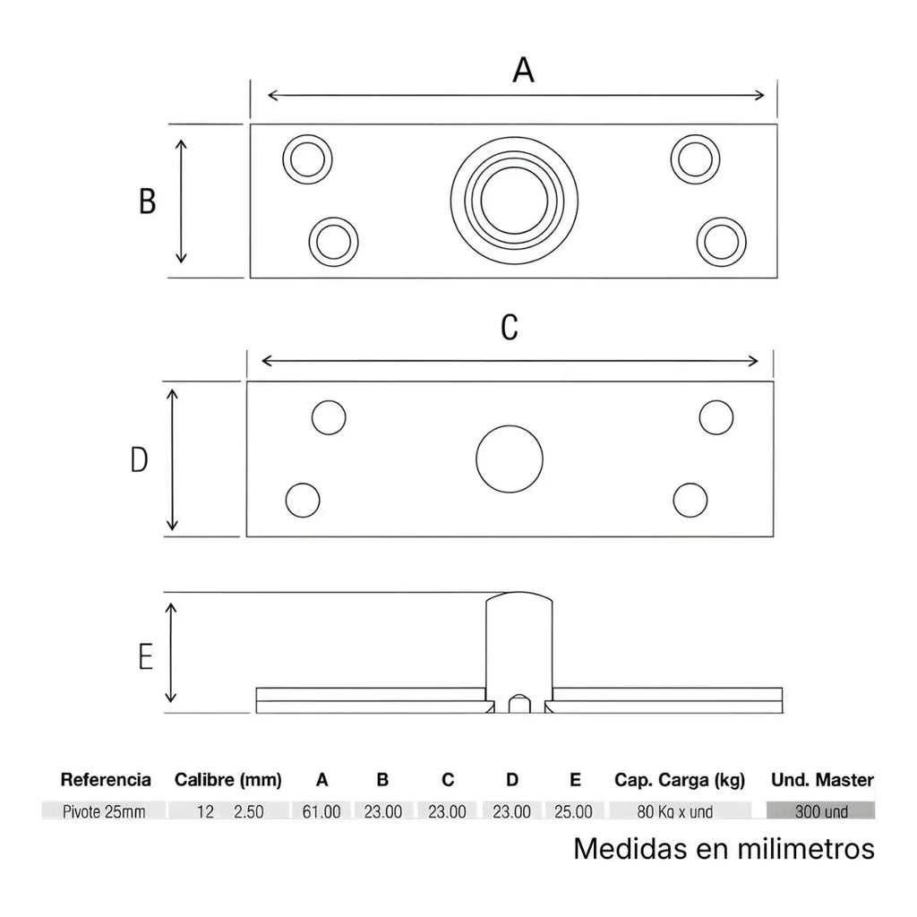 Bisagra pivote para puerta vaivén zincada Induma, 1 par