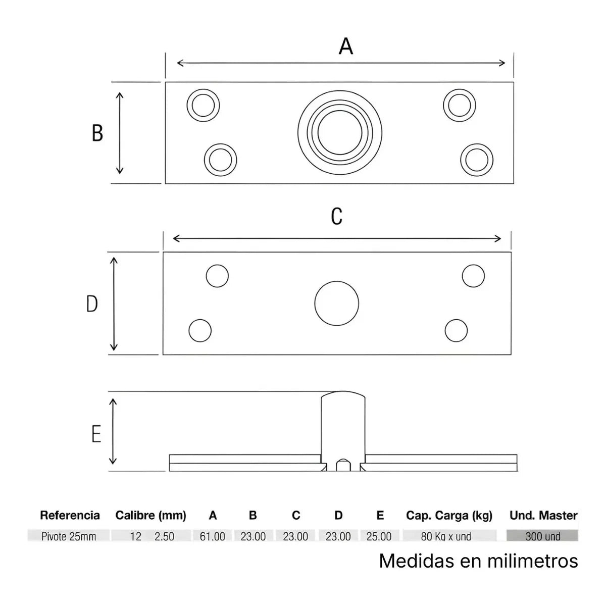 Bisagra pivote para puerta vaivén zincada Induma, 1 par