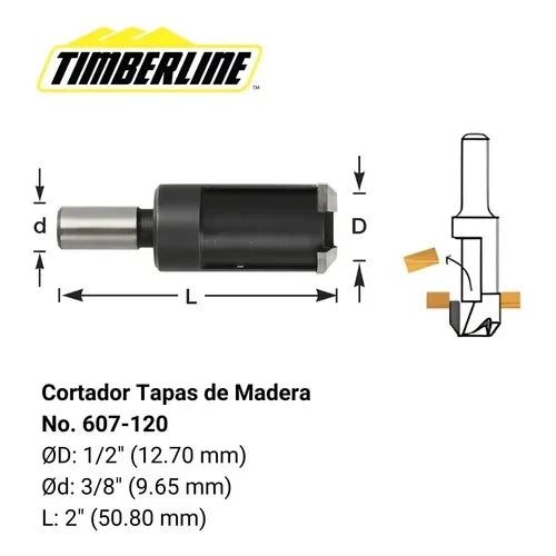 Cortador de Tapas de Madera Recto Eje 3/8" Timberline (foto 5)