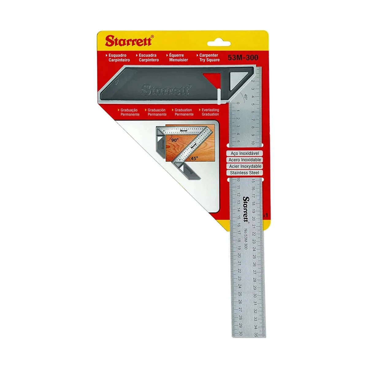 Escuadra Carpintera Acero Inoxidable Starrett 53M 300 mm