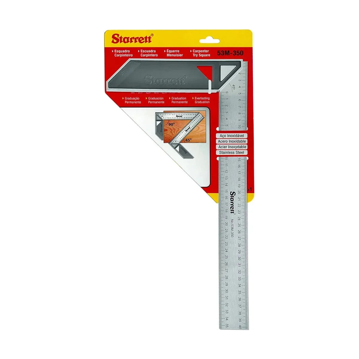 Escuadra Carpintera Acero Inoxidable Starrett 53M 350 mm