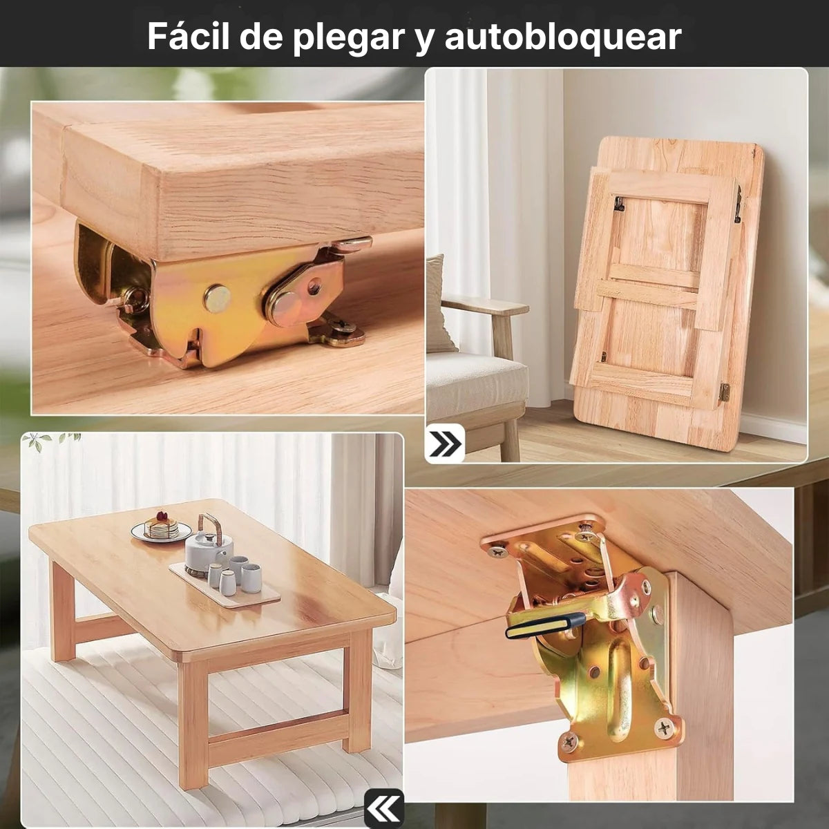 Escuadra plegable con autobloqueo para pata de mesa