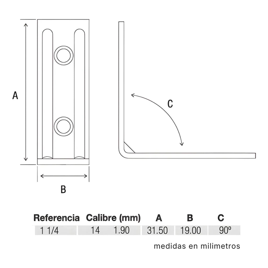 Escuadra Silla Zincada Induma 1 1/4"