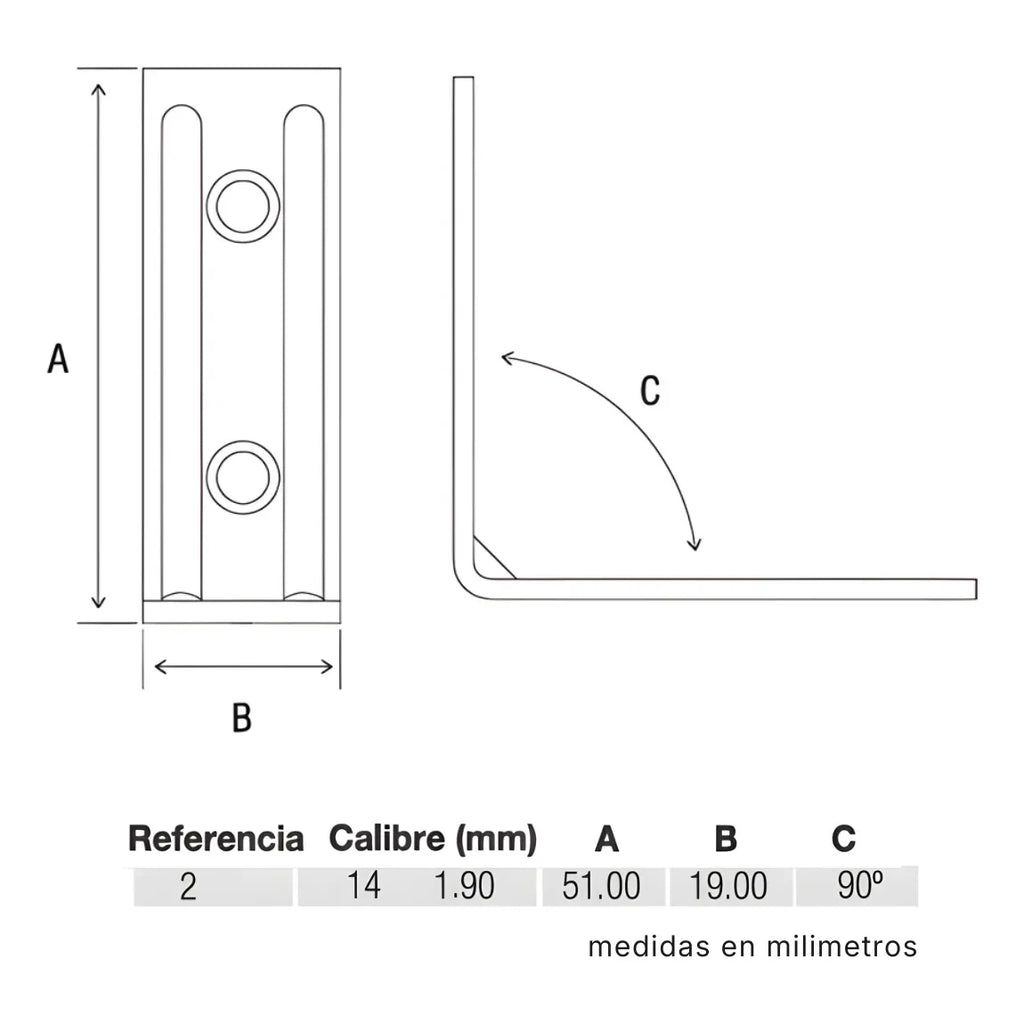 Escuadra Silla Zincada Induma 2"