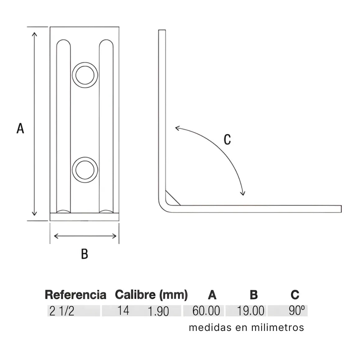 Escuadra Silla Zincada Induma 2 1/2"