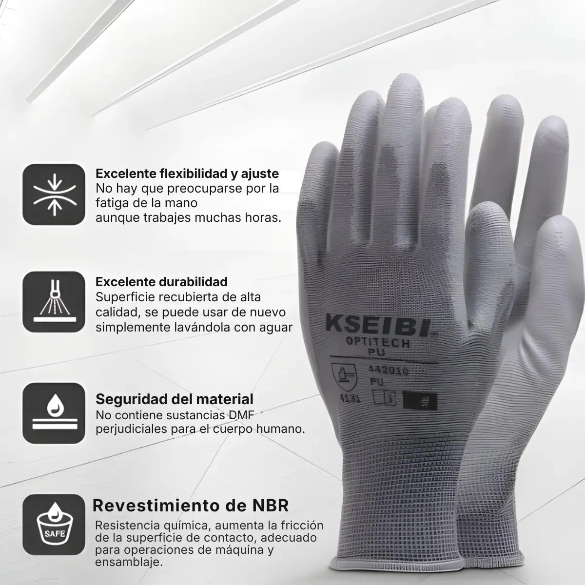 Guantes de PU para Trabajo Talla L (#10) Kseibi #442015