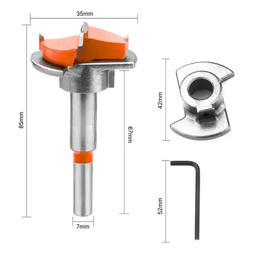 Kit Broca Forstner 35 mm con Tope para Bisagra Cazoleta + Plantilla Ligna (foto 2)