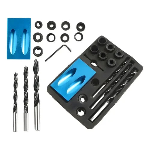 Kit Guía de Perforación para Uniones Ocultas en Madera 14 Piezas Aluminio