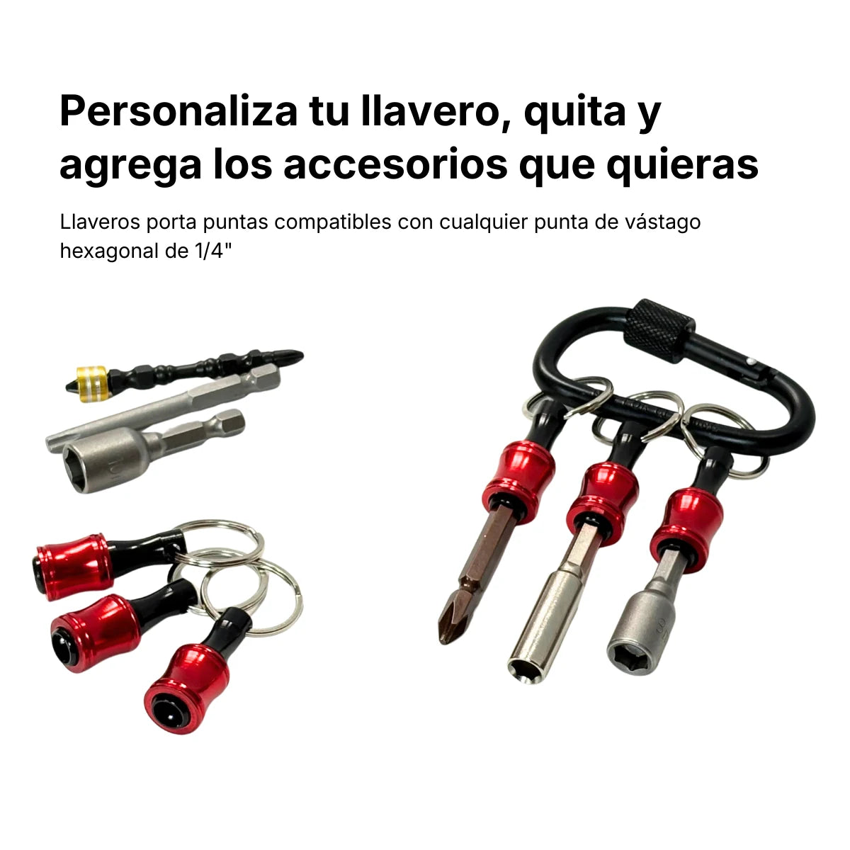 Kit llavero portapuntas 1/4 con 6 puntas y liberación rápida