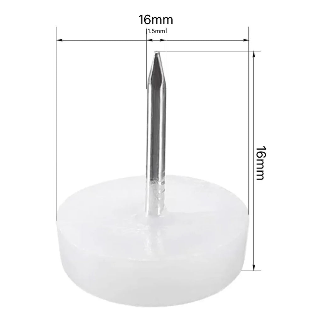 Patín Clavo Simple para Muebles blanco 16 mm