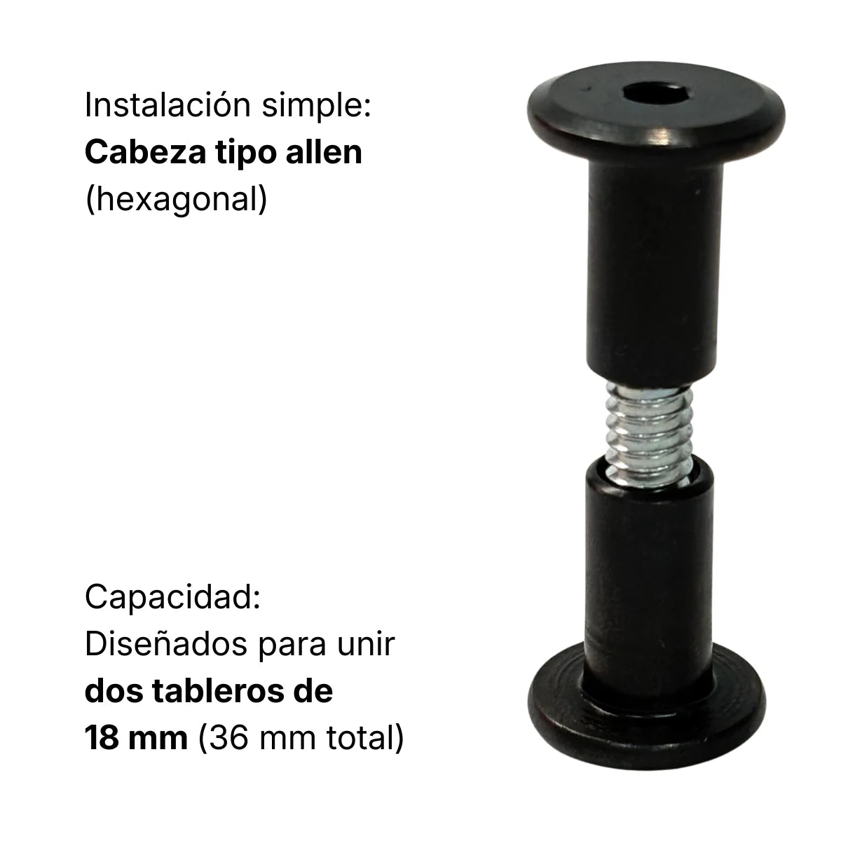 Perno conector Chicago metálico negro 1/4x20x28
