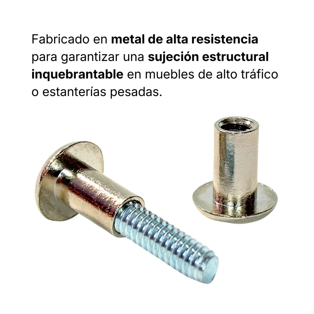 Perno conector Chicago metálico niquelado 1/4x20x28