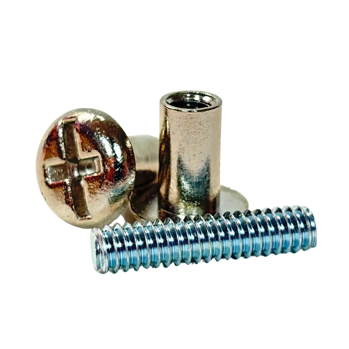 Perno conector Chicago metálico niquelado 1/4x20x28