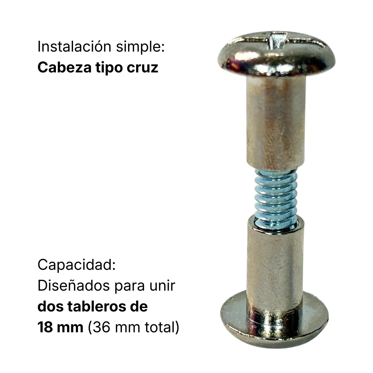 Perno conector Chicago metálico niquelado 1/4x20x28