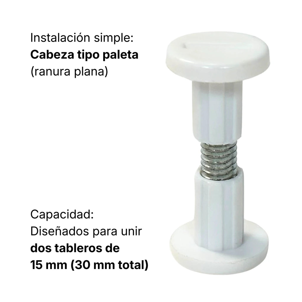 Perno conector Chicago plástico blanco