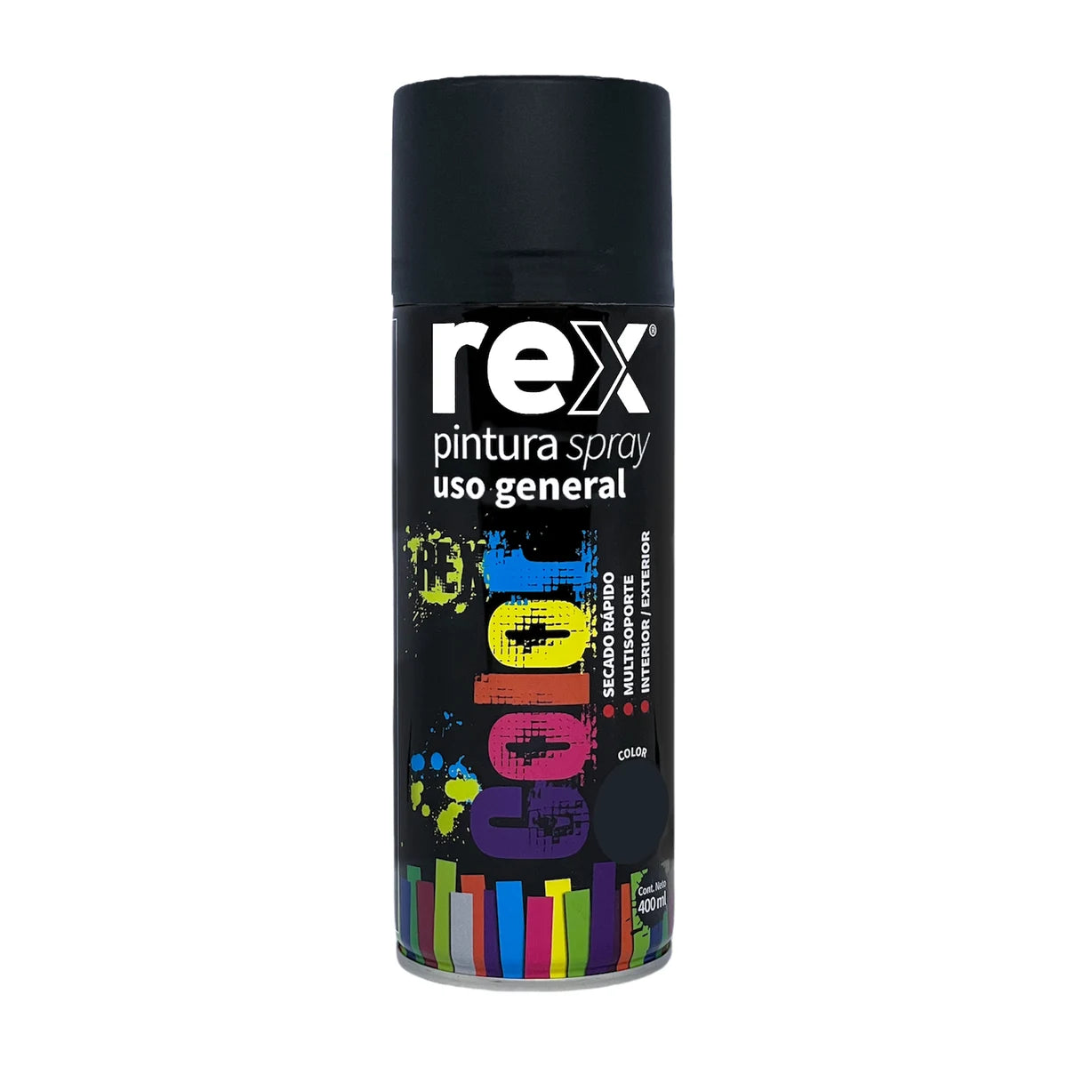 Pintura Spray Rex Uso General 400 ml Negro mate