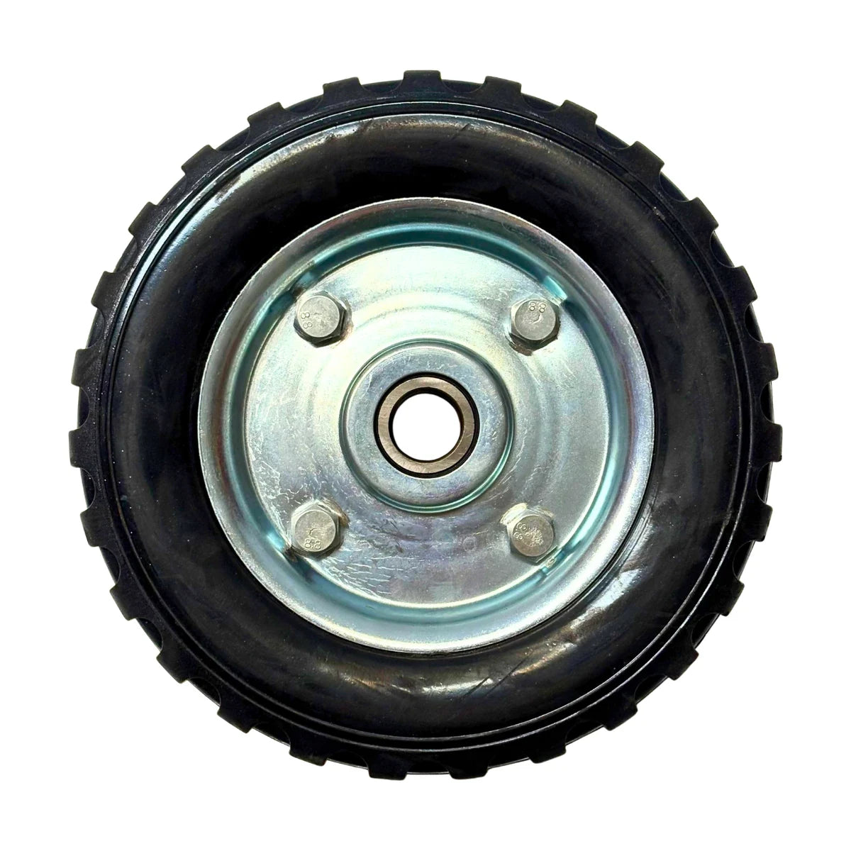 Rueda de Goma Maciza Banda Estriada con Rodamiento Metálico para Yegua - 8 pulgadas