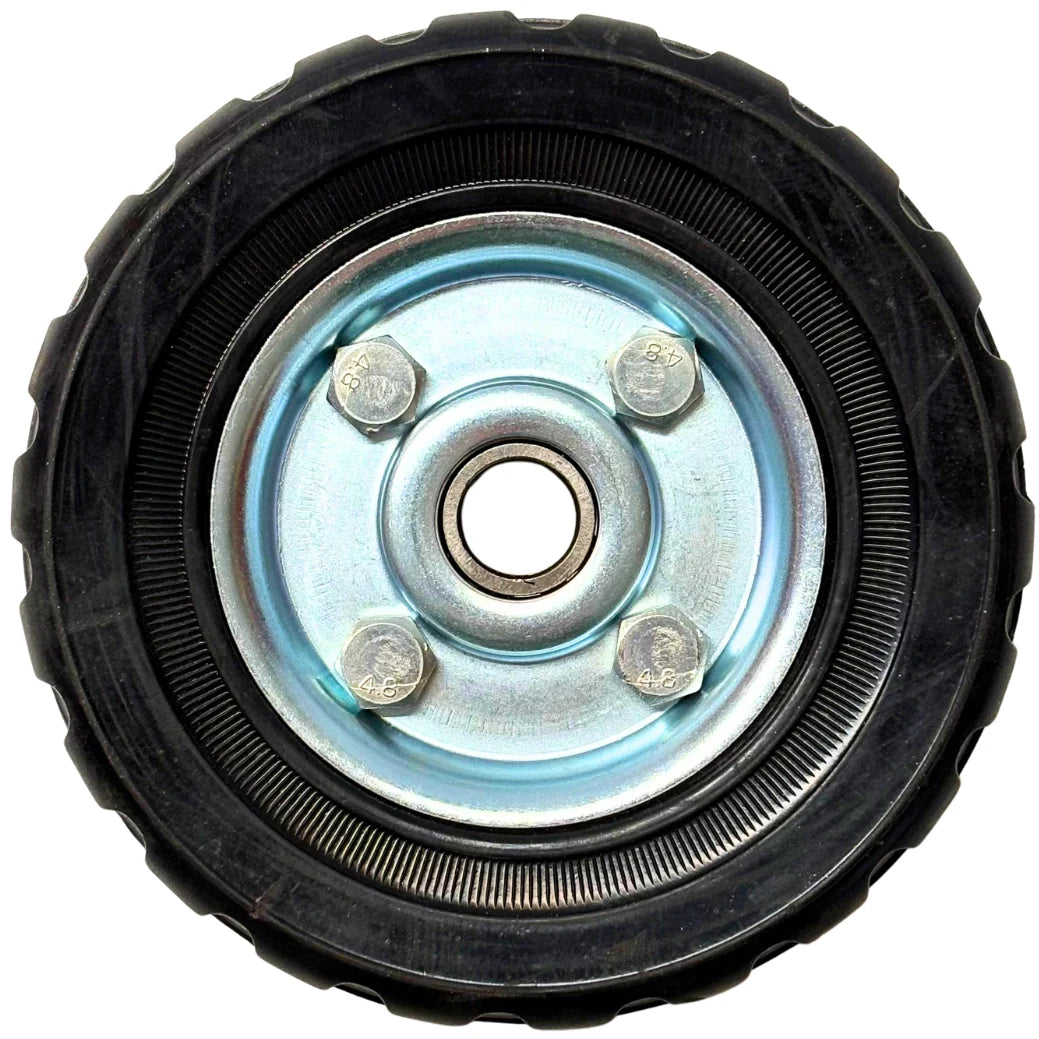 Rueda de Goma Maciza Banda Estriada con Rodamiento Metálico para Yegua - 6 pulgadas