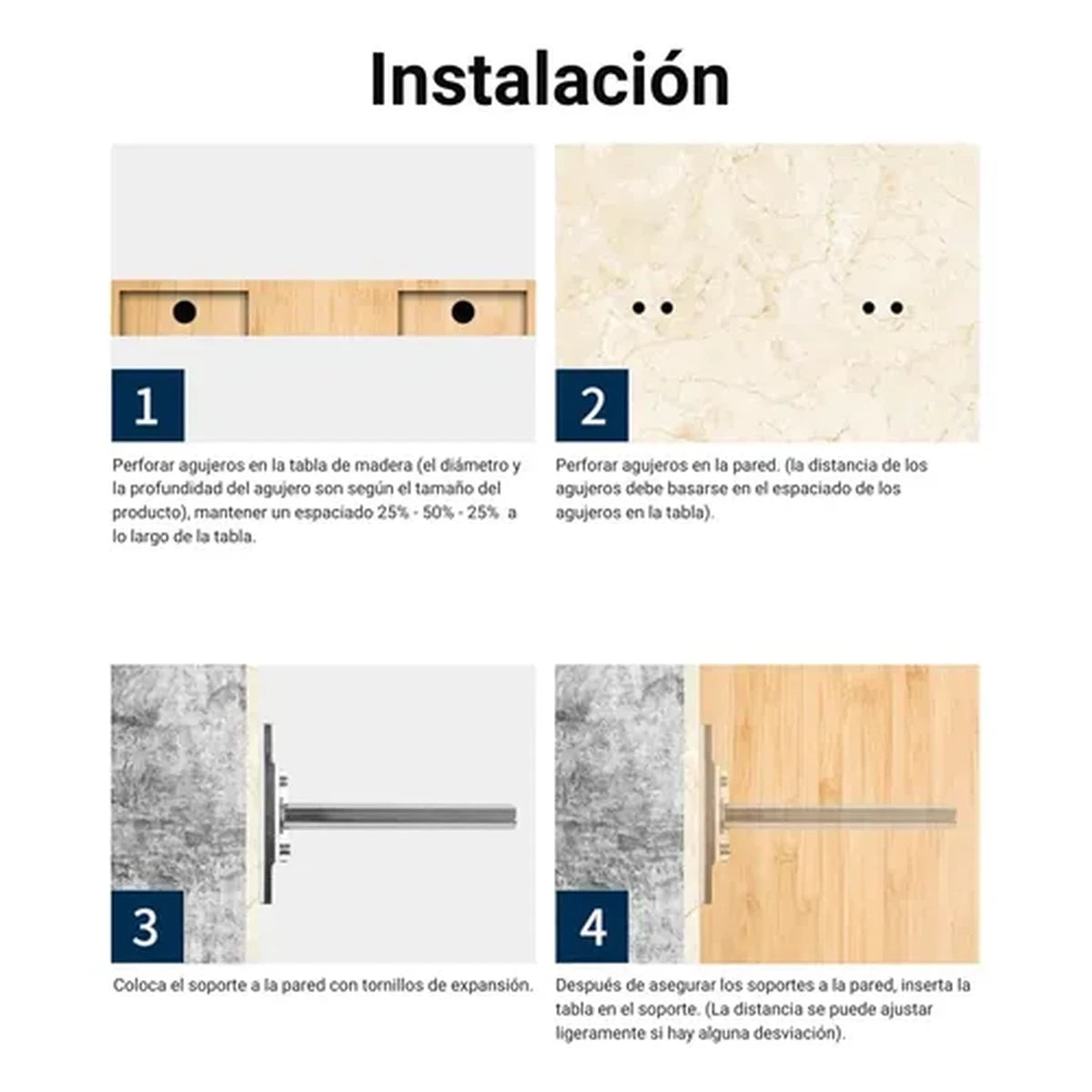 Instalación del soporte oculto para repisa flotante